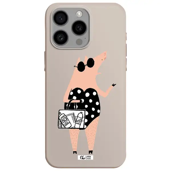 Lady Pig Apple Iphone 15 Pro max Silicone Stone Case