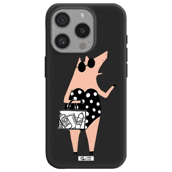 Lady Pig Apple Iphone 15 Pro Silicone Black Case