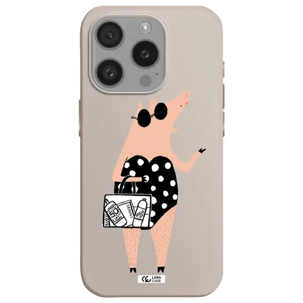 Lady Pig Apple Iphone 15 Pro Silicone Stone Case