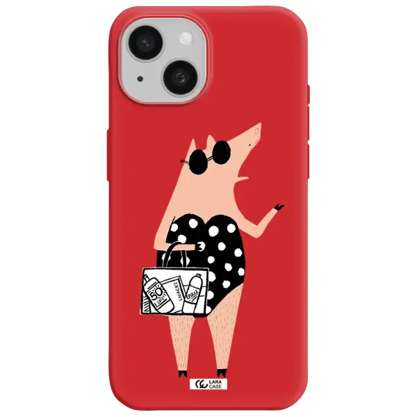 Lady Pig Apple Iphone 15 Silicone Imperial Red Case