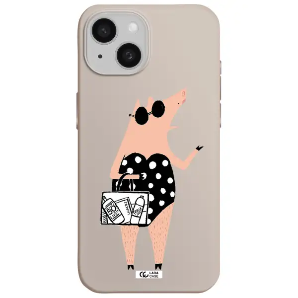 Lady Pig Apple iPhone 15 Silicone Stone Case