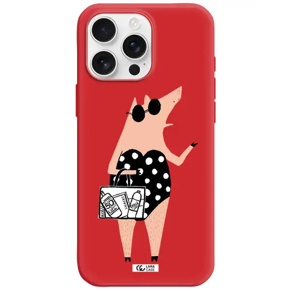 Lady Pig Apple Iphone 16 Pro Max Silicone Imperial Red Case