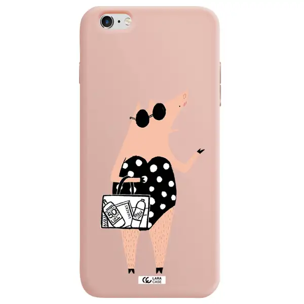 Lady Pig Apple iPhone 6S Silicone pastel pink Case