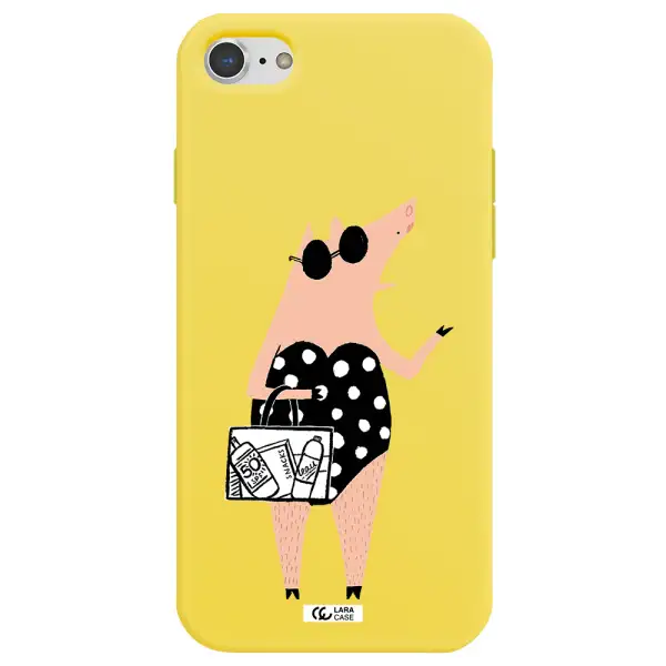 Lady Pig Apple iPhone 7 Silicone canary yellow Case