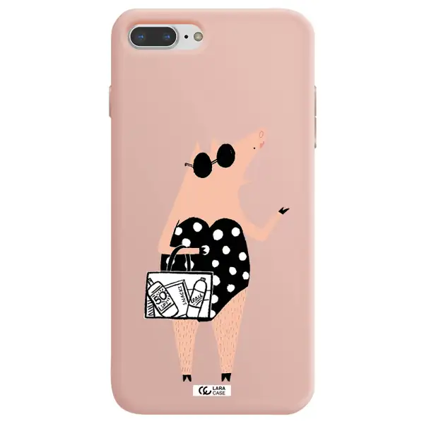 Lady Pig Apple iPhone 8 plus Silicone pastel pink Case