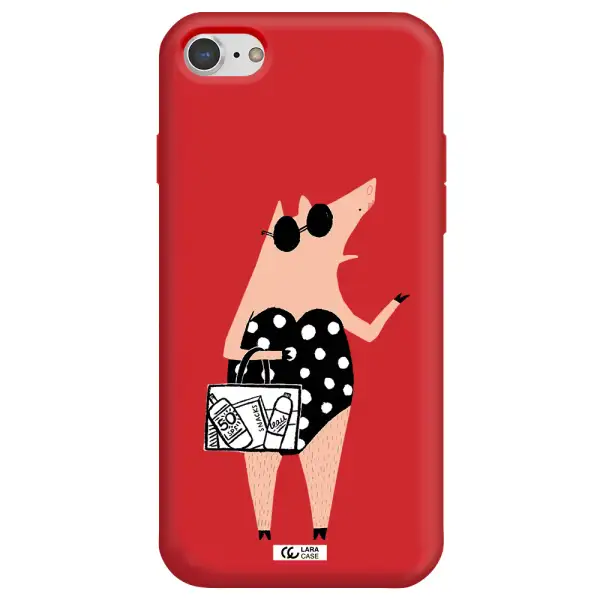 Lady Pig Apple iPhone 8 Silicone Imperial Red Case