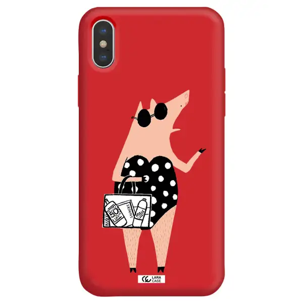 Lady Pig Apple iPhone XS max Silicone Imperial Red Case