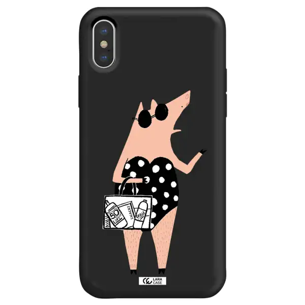 Lady Pig Apple iPhone XS Silicone black Case