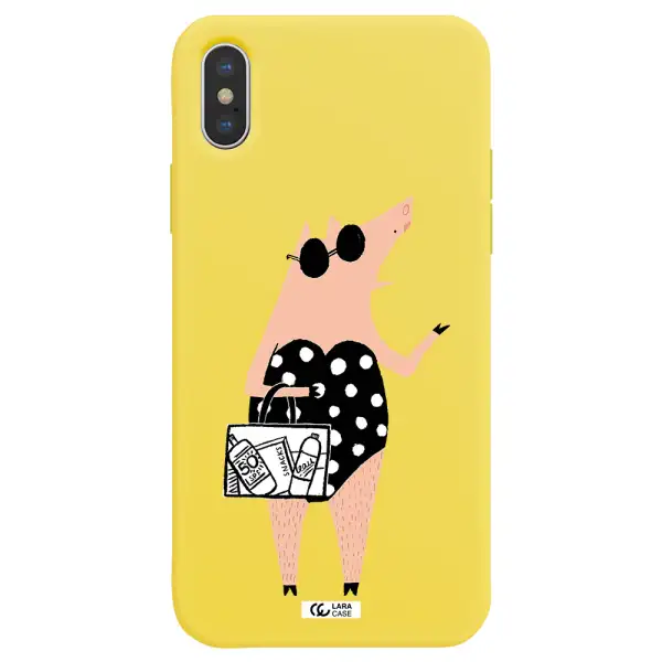 Lady Pig Apple iPhone XS Silicone canary yellow Case