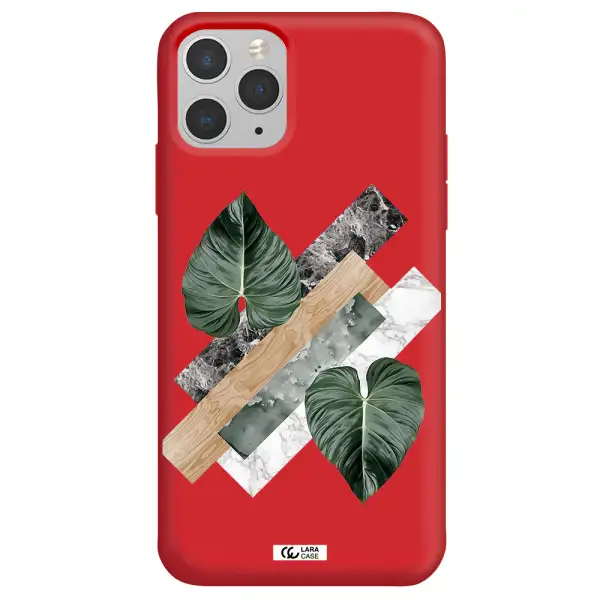 Tropical Leaves Apple iPhone 11 pro Silicone Imperial Red Case