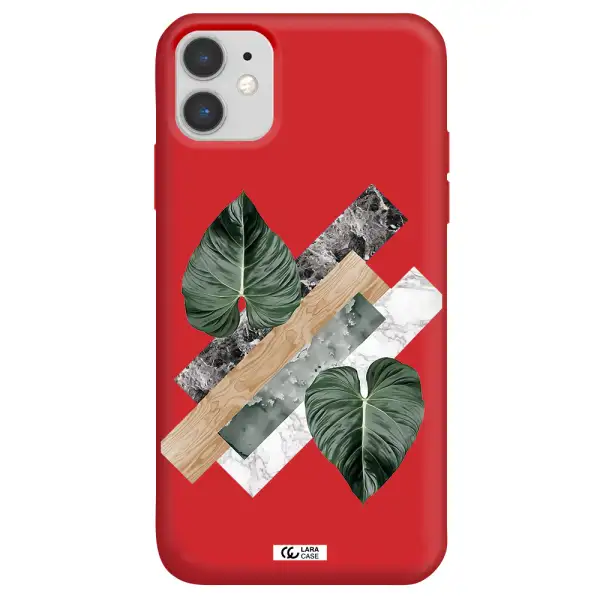 Tropical Leaves Apple iPhone 11 Silicone Imperial Red Case