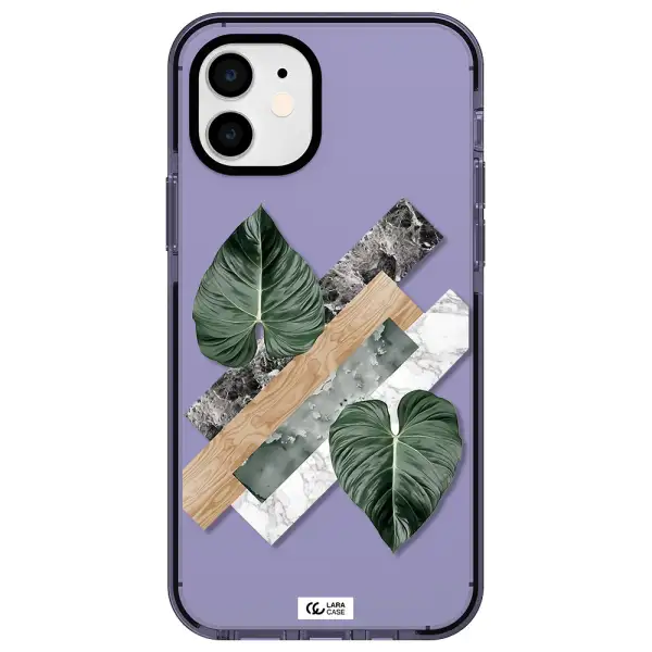 Tropical Leaves Apple iPhone 12 impact Lilac Case