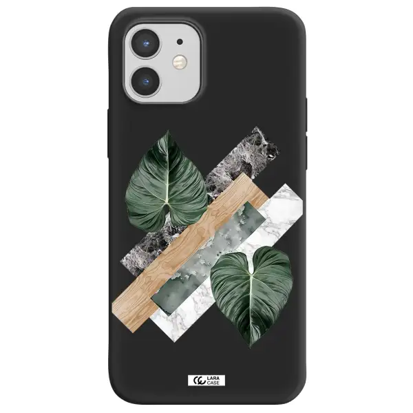 Tropical Leaves Apple iPhone 12 mini Silicone black Case