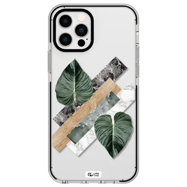Tropical Leaves Apple iPhone 12 pro impact black border Case
