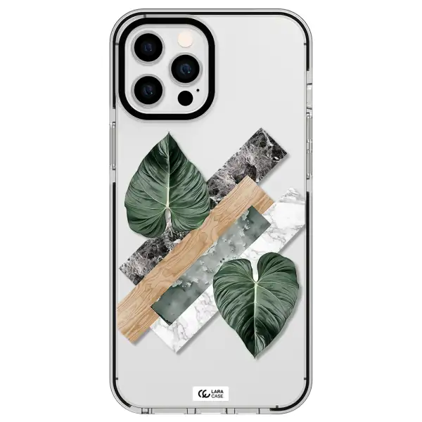 Tropical Leaves Apple iPhone 12 pro max impact black border Case