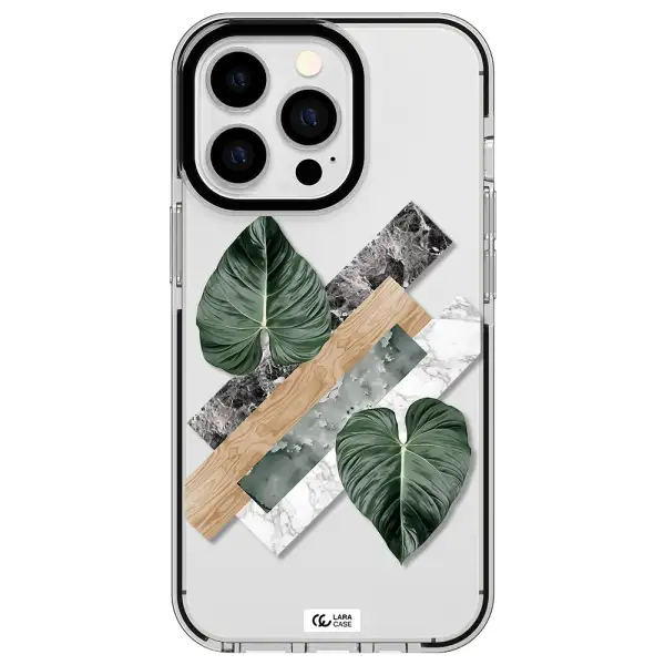Tropical Leaves Apple iPhone 13 Pro impact black border Case