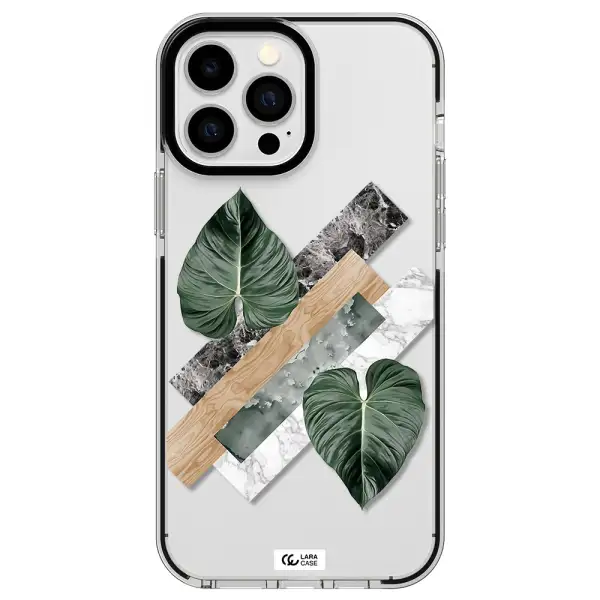 Tropical Leaves Apple iPhone 13 Pro Max impact black border Case