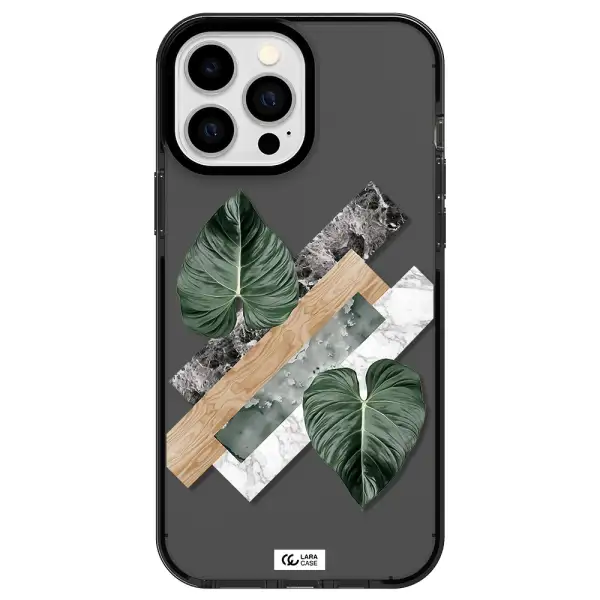 Tropical Leaves Apple iPhone 13 Pro Max impact Smoke Black Case