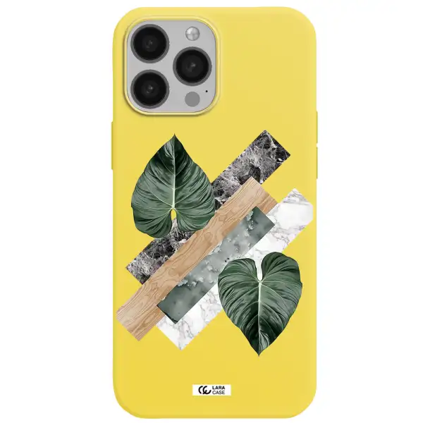 Tropical Leaves Apple iPhone 13 Pro Silicone canary yellow Case