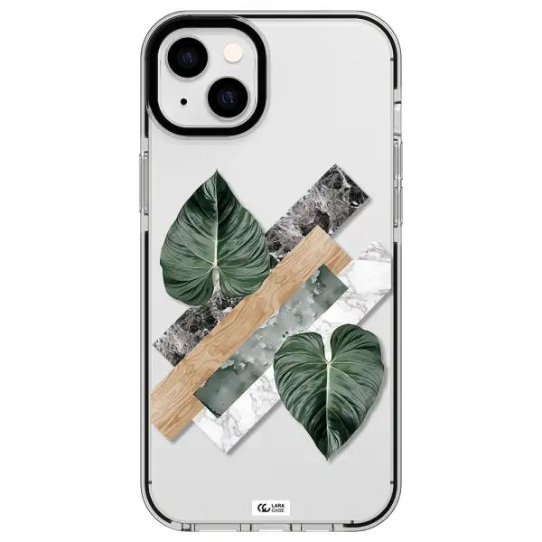Tropical Leaves Apple iPhone 14 plus impact black border Case