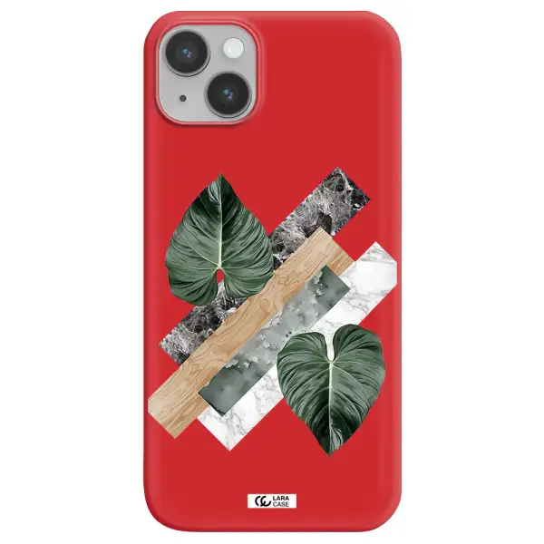 Tropical Leaves Apple iPhone 14 plus Silicone Imperial Red Case
