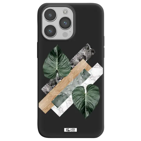 Tropical Leaves Apple iPhone 14 pro Silicone black Case