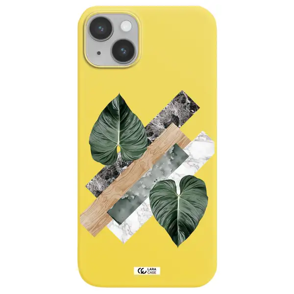 Tropical Leaves Apple iPhone 14 Silicone canary yellow Case