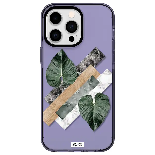 Tropical Leaves Apple iPhone 15 Pro impact Lilac Case