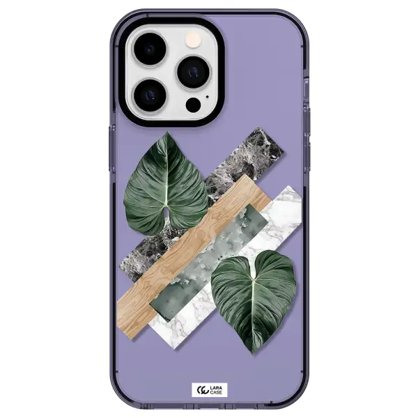 Tropical Leaves Apple iPhone 15 Pro Max impact Lilac Case