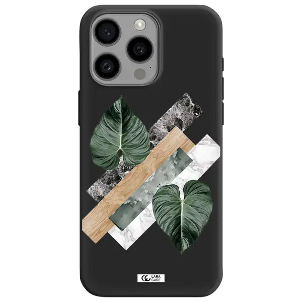 Tropical Leaves Apple Iphone 15 Pro max Silicone black Case