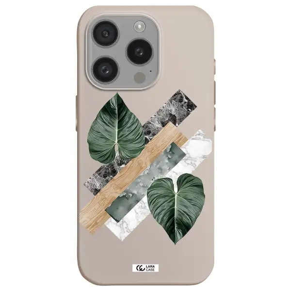 Tropical Leaves Apple Iphone 15 Pro Silicone Stone Case