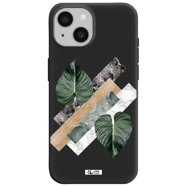 Tropical Leaves Apple iPhone 15 Silicone black Case