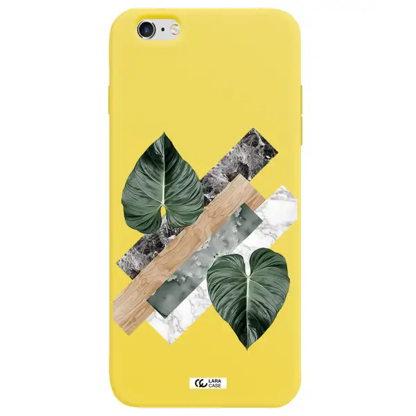 Tropical Leaves Apple iPhone 6 plus Silicone canary yellow Case
