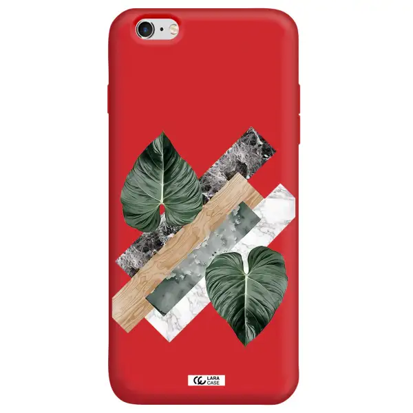Tropical Leaves Apple iPhone 6 plus Silicone Imperial Red Case