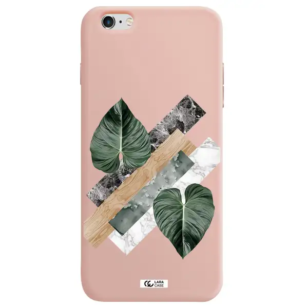 Tropical Leaves Apple iPhone 6 plus Silicone pastel pink Case