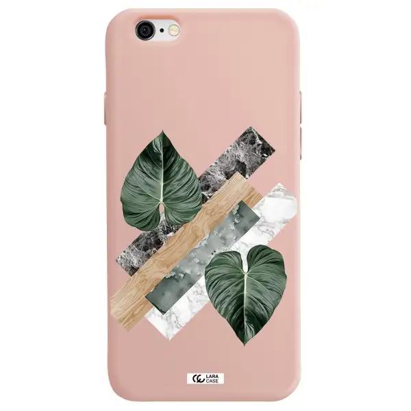 Tropical Leaves Apple iPhone 6 Silicone pastel pink Case