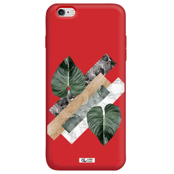 Tropical Leaves Apple iPhone 6S Silicone Imperial Red Case
