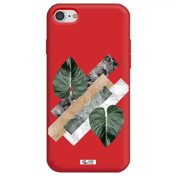 Tropical Leaves Apple iPhone 7 Silicone Imperial Red Case