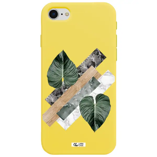 Tropical Leaves Apple iPhone se 2020 Silicone canary yellow Case