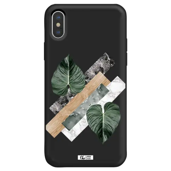 Tropical Leaves Apple iPhone X Silicone black Case