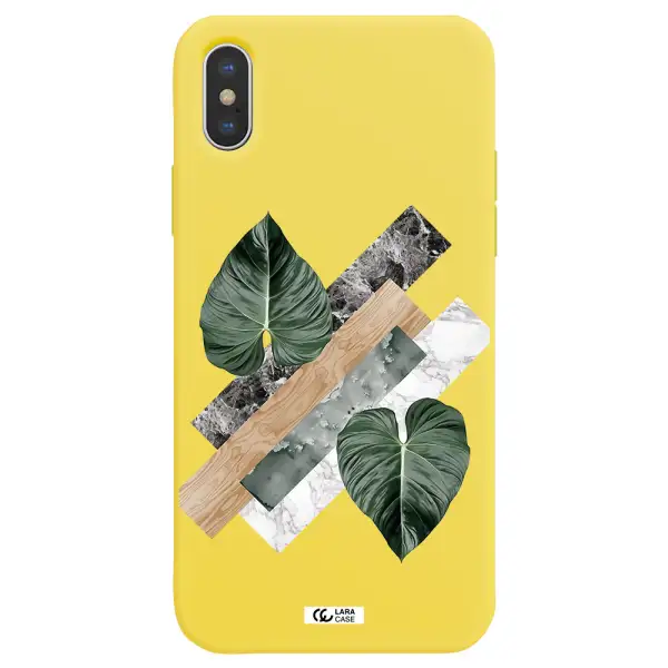 Tropical Leaves Apple iPhone XS Silicone canary yellow Case