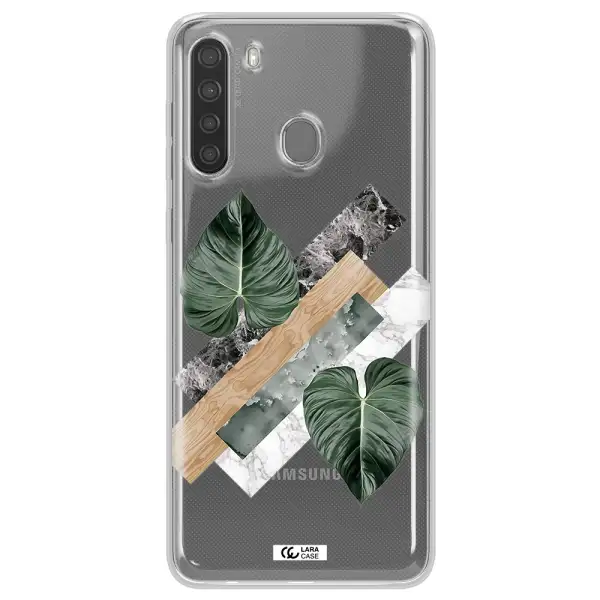 Tropical Leaves Samsung A21 Clear TPU Case