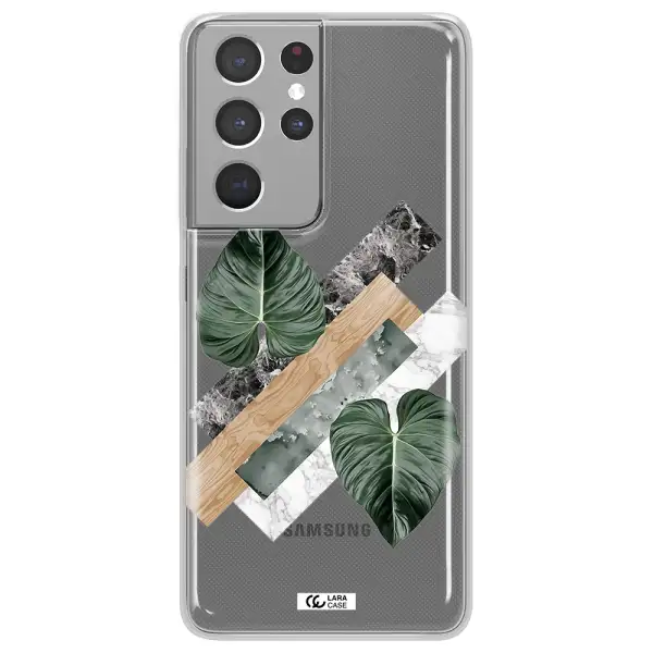 Tropical Leaves Samsung S21 Ultra Clear TPU Case
