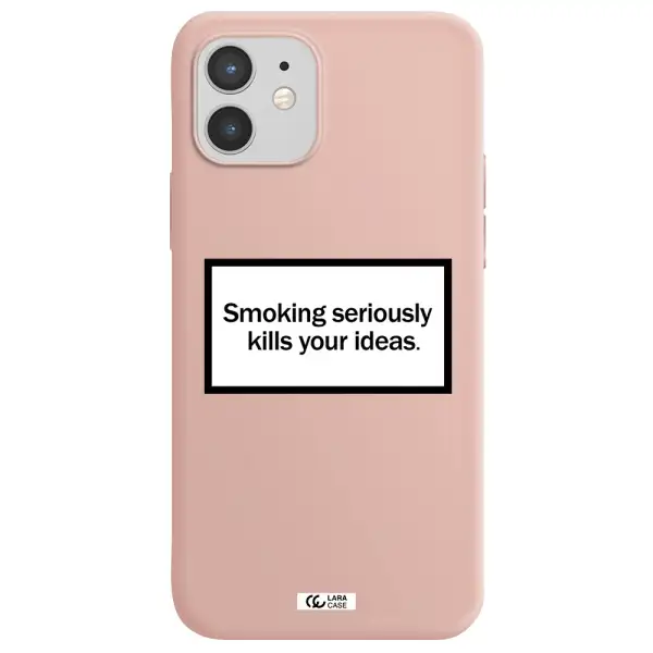 Cigarette Damage Apple iPhone 12 Silicone pastel pink Case
