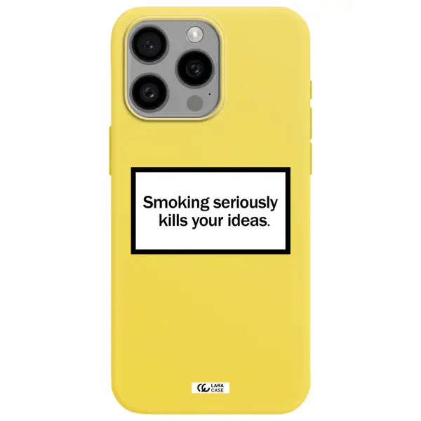 Cigarette Damage Apple Iphone 15 Pro max Silicone canary yellow Case