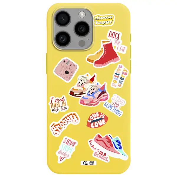 Positive Energy Apple Iphone 15 Pro max Silicone canary yellow Case