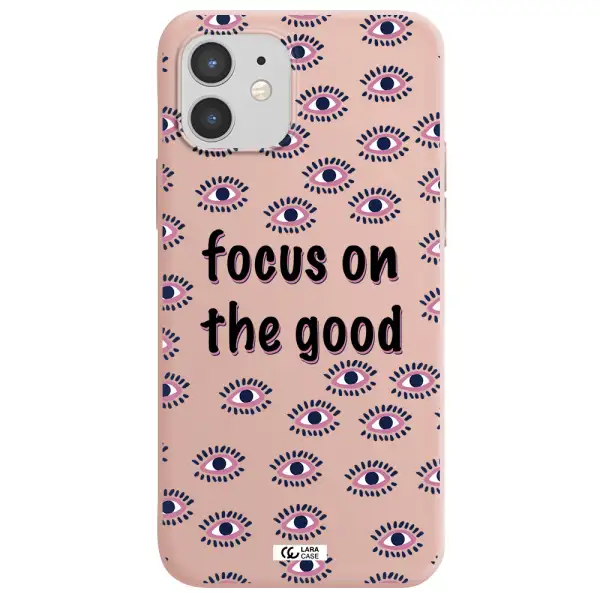Focus On The Good Apple iPhone 12 Silicone pastel pink Case