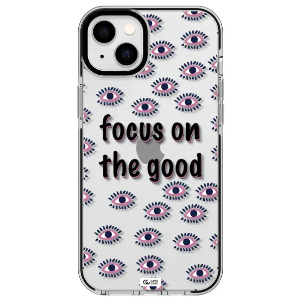 Focus On The Good Apple iPhone 14 plus impact black border Case