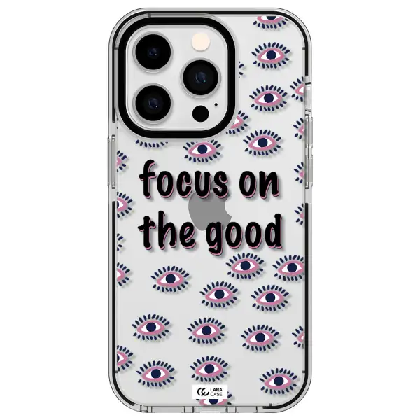 Focus On The Good Apple iPhone 14 pro impact black border Case