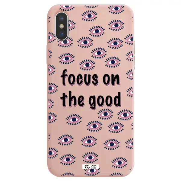 Focus On The Good Apple iPhone X Silicone pastel pink Case